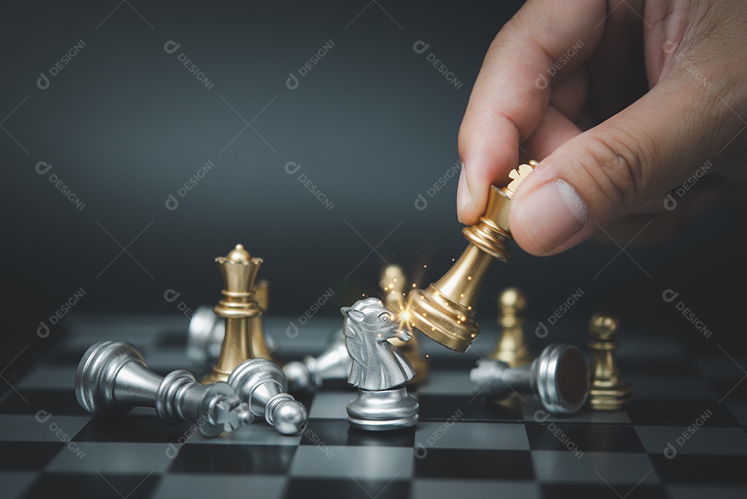 Jogo de tabuleiro de xadrez para ideias e competição e conceito de  planejamento e decisão de estratégia