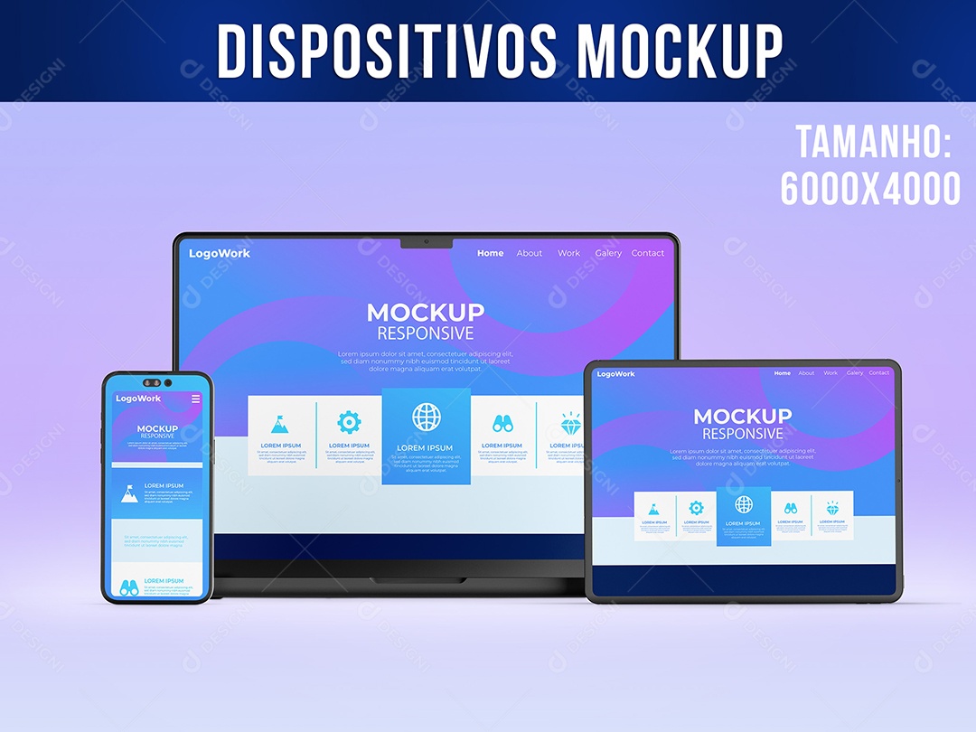 Mockup Notebook Celular Tablet Tecnologia PSD Editável [download] - Designi