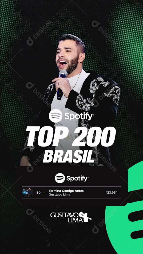 Flyer Story Spotify Top 200 Brasil Social Media PSD Editável