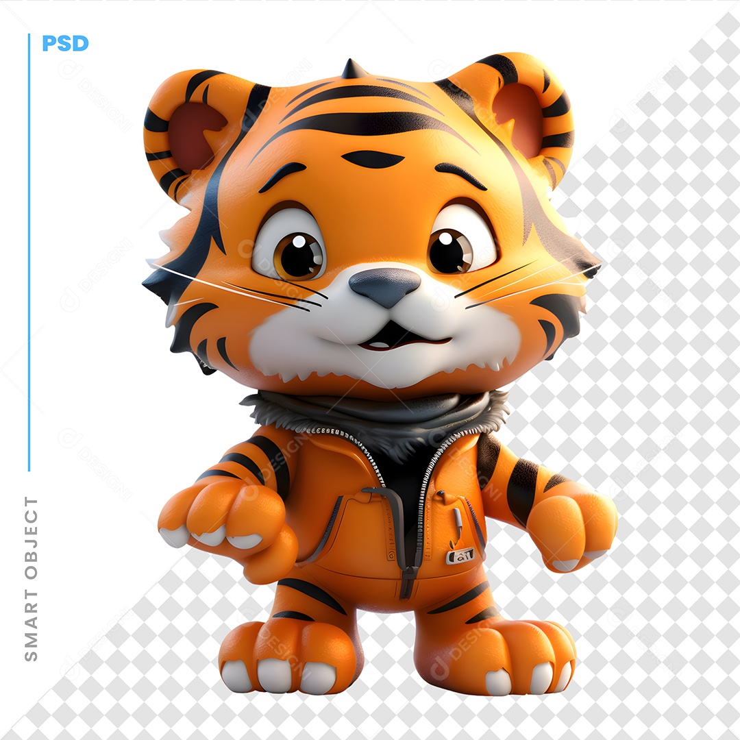 Tigre Personagem 3D Para Composição PSD [download] - Designi