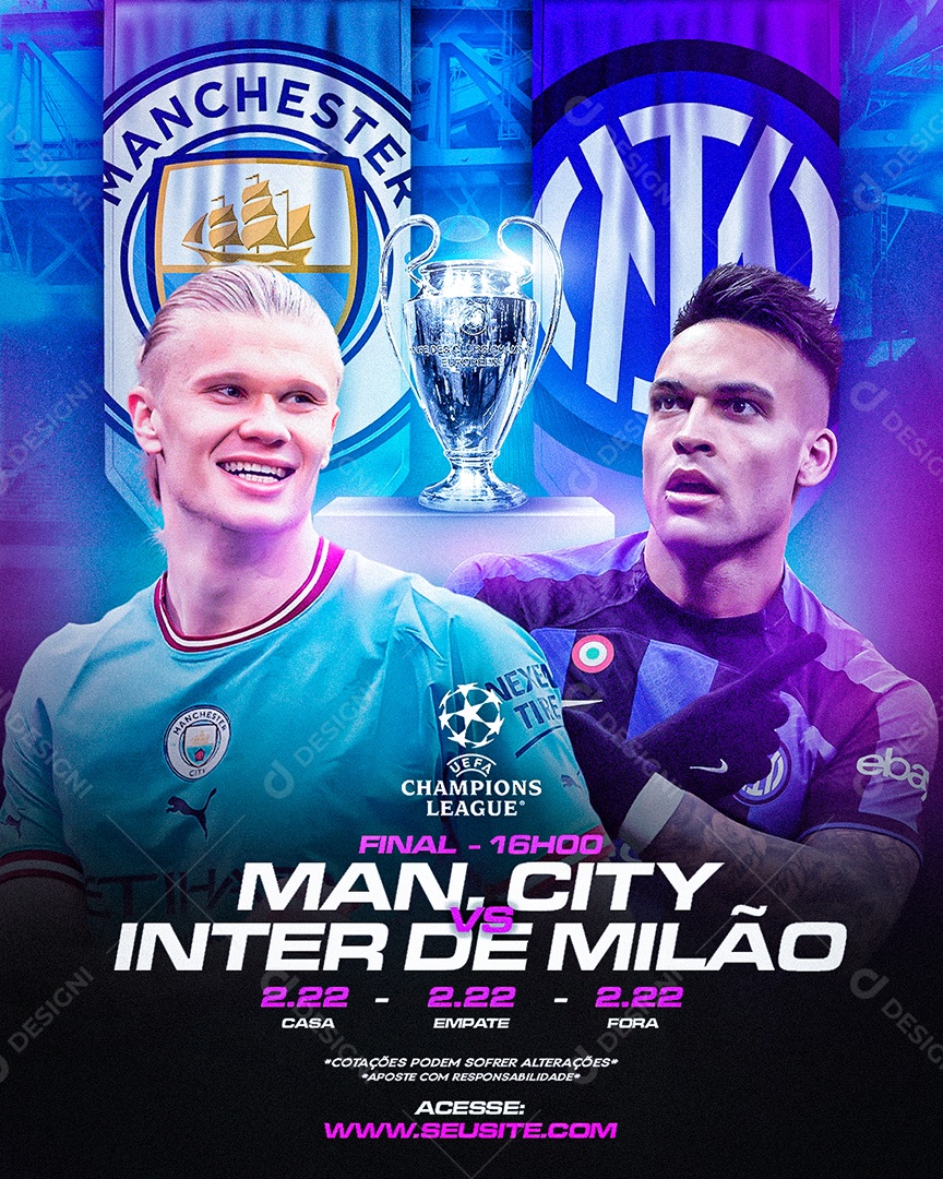 Social Media Feed Futebol Final 2023 Manchester City X Inter De Milão  Jogadores PSD Editável [download] - Designi