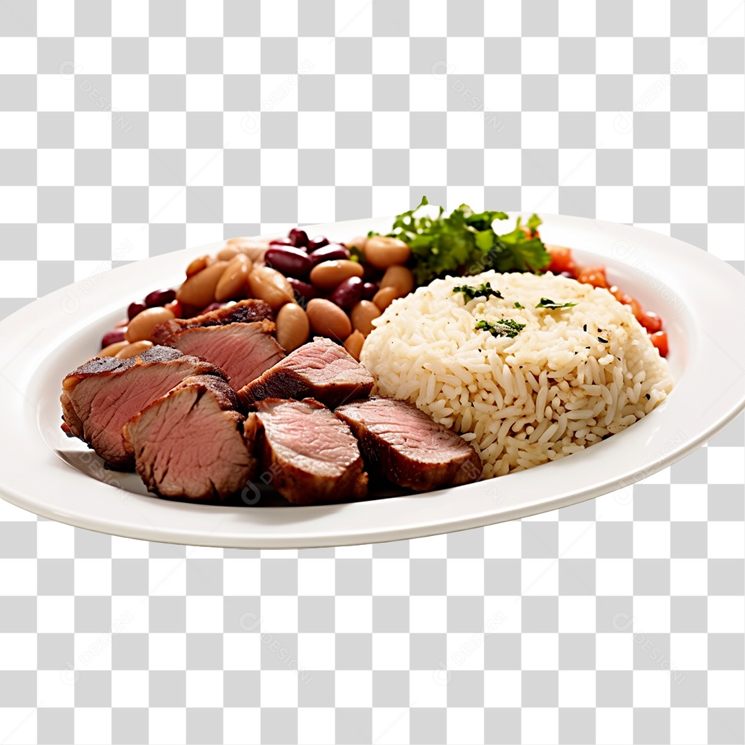 Prato de comida alimento arroz feijão carne