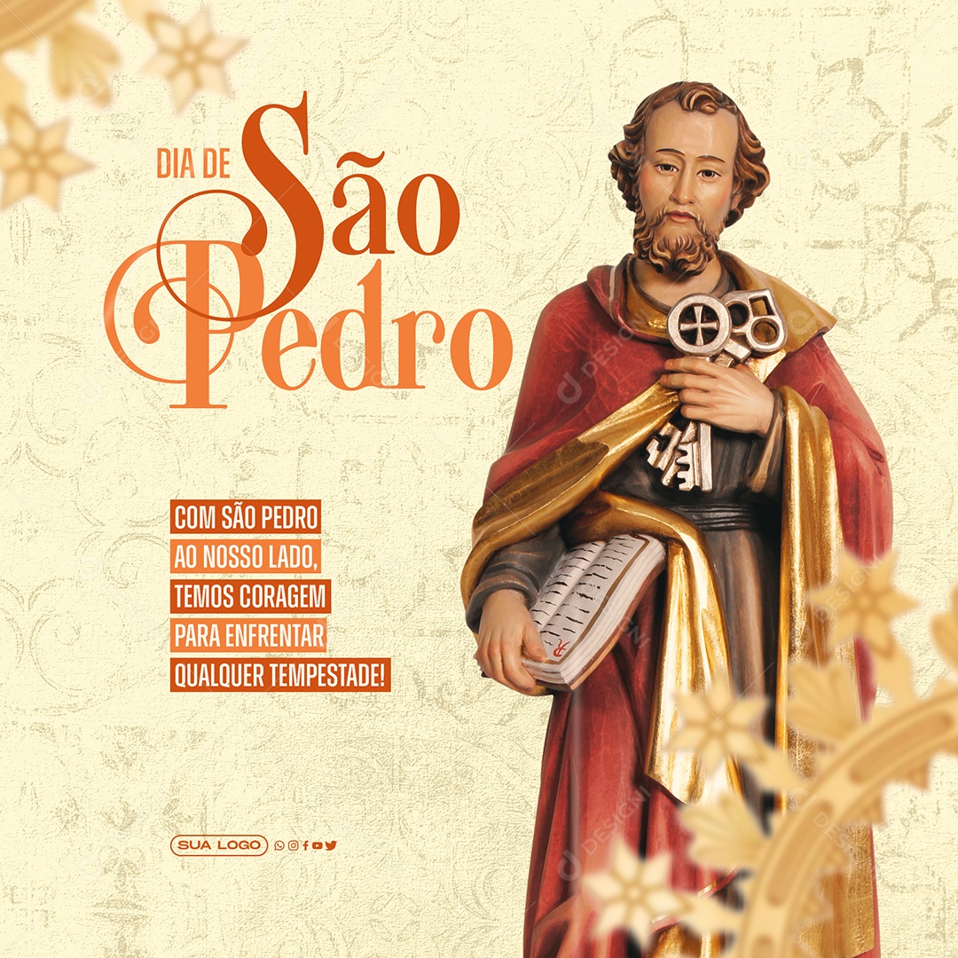 Post Dia de São Pedro Com Ele Temos Coragem Social Media PSD Editável  [download] - Designi
