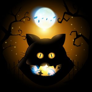Desenho de adesivo de gatinho fofo na coleção do dia de Halloween  [download] - Designi