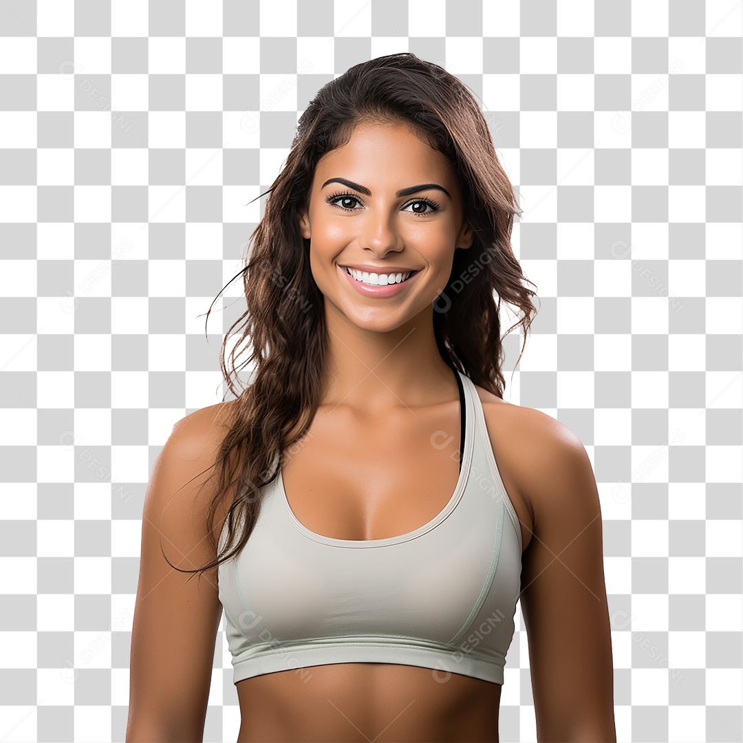 Mulher Sorrindo Personal Trainer Fitness Academia Fundo PNG