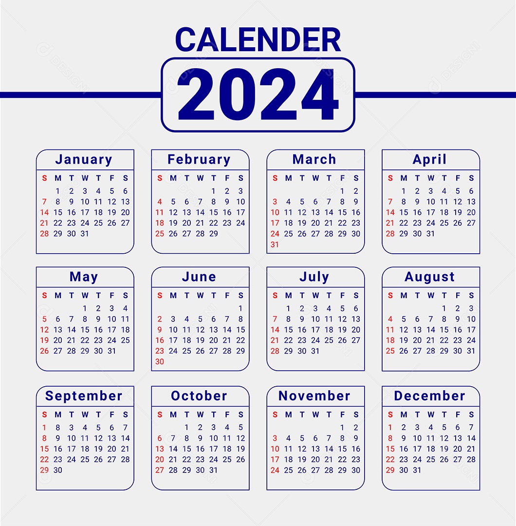 Calendário 2024 para Baixar Grátis em PNG, JPG e CDR - Imagem Legal