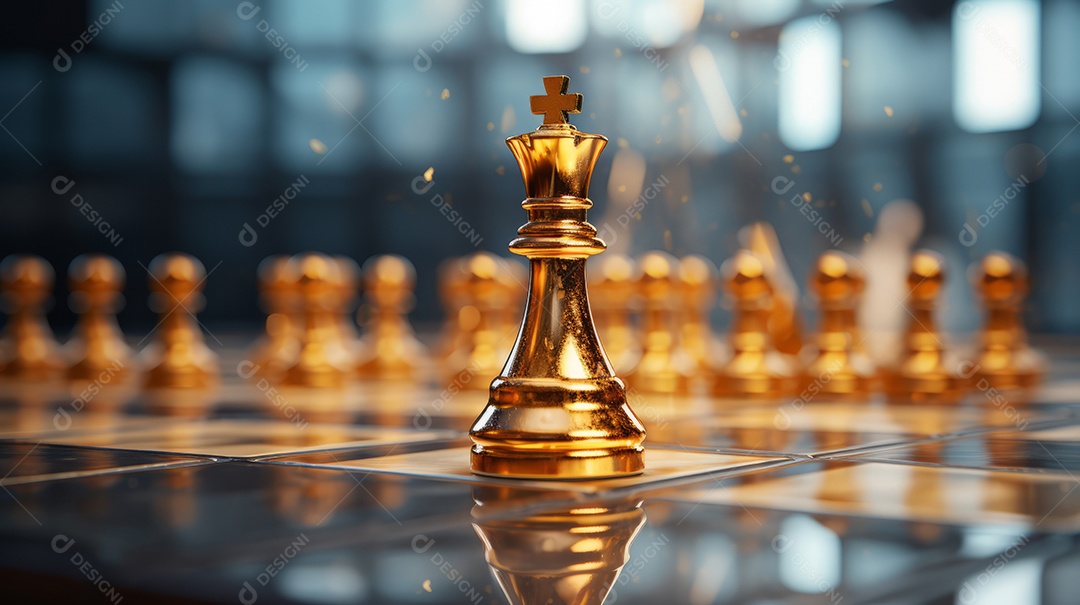 Rei bispo peão rainha tabuleiro de xadrez dourado cor símbolo decoração  ornamento estratégia de negócios marketing pensar visão objetivo  inteligência plano liderança vôo gerenciamento de poder idéia vencedor3d  renderização