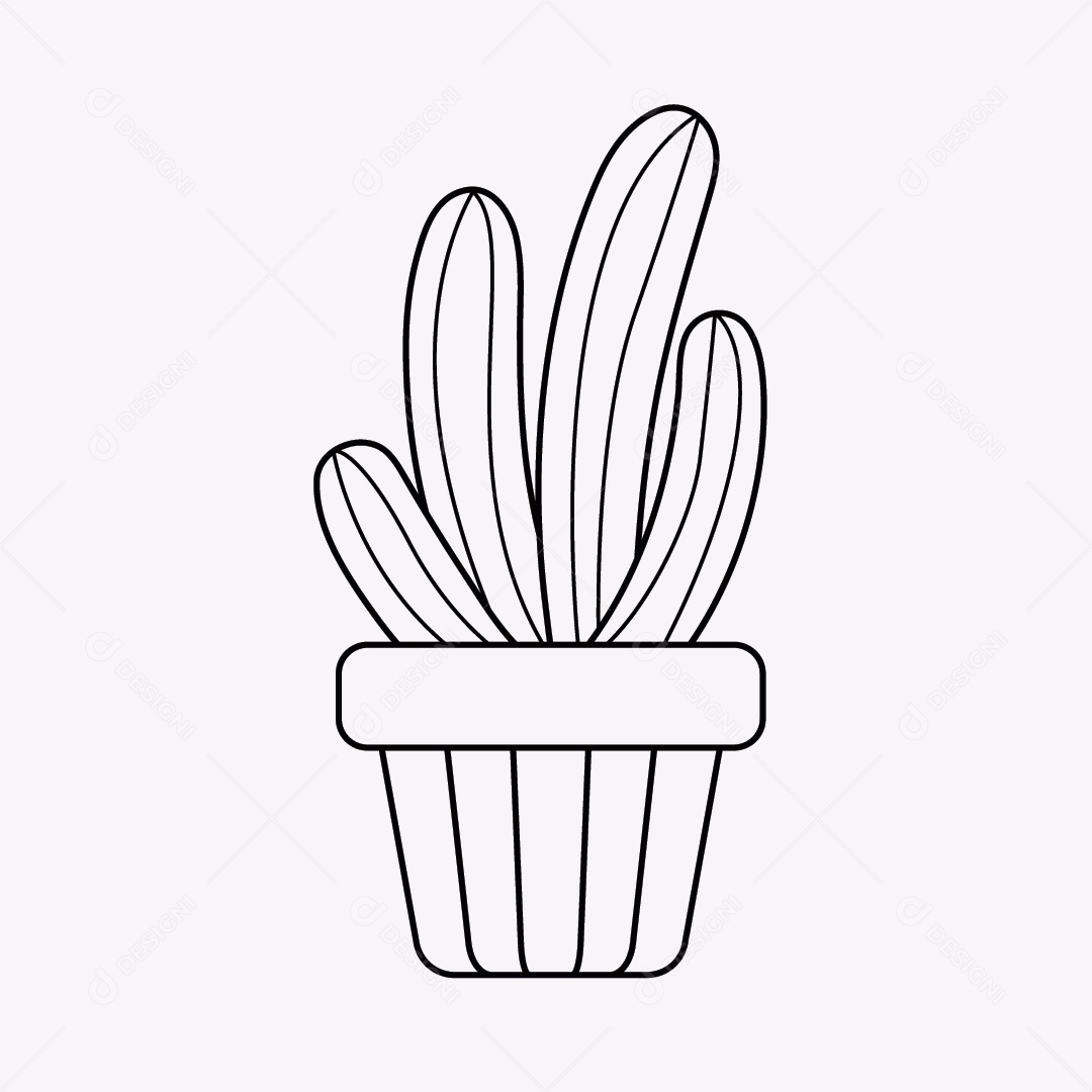 Cacto em Vaso de Planta Ilustração Preto e Branco Vetor EPS [download] -  Designi