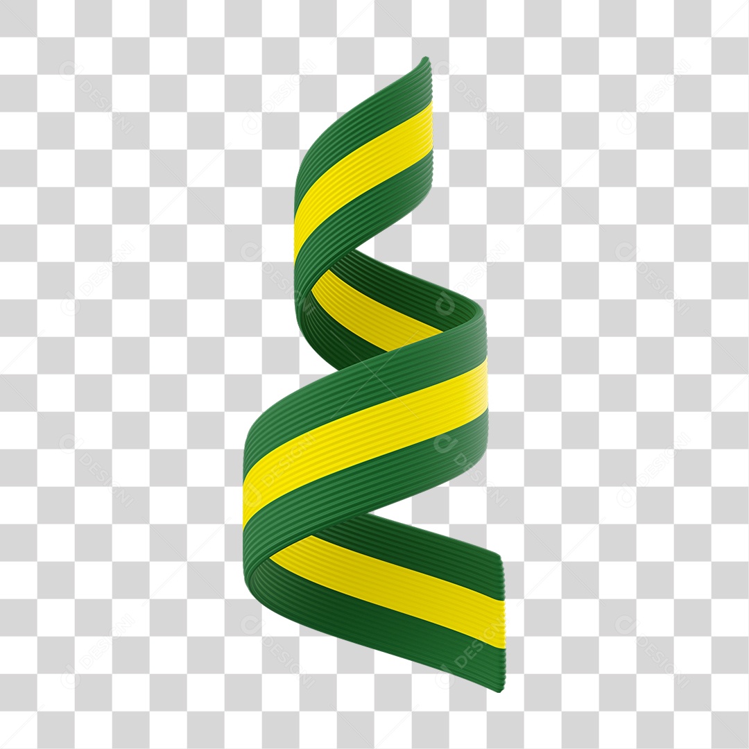 Elemento 3D Fitas Hélice Bandeira do Brasil para Composição PNG Transparente  [download] - Designi