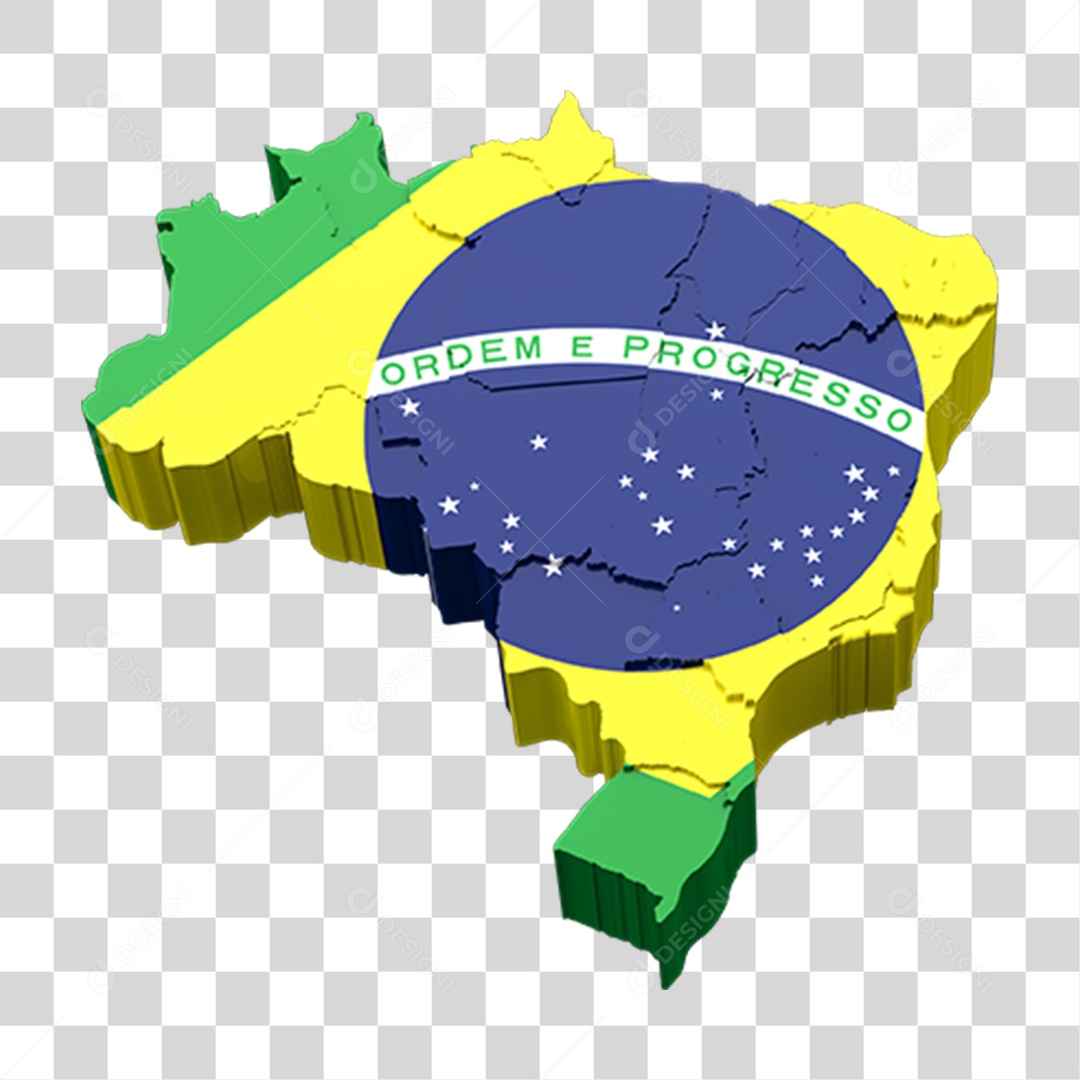 Elemento 3D 7 de Setembro Mapa do Brasil PNG Transparente