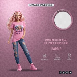 Objeto 3D Boneca Barbie para Composição PNG Transparente [download] -  Designi