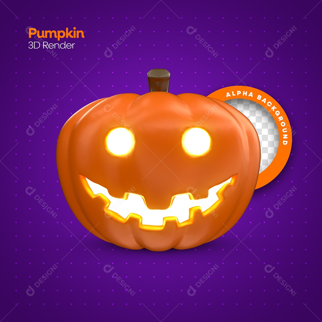 Abóbora De Halloween Com Cara Assustadora 3d Render Imagem