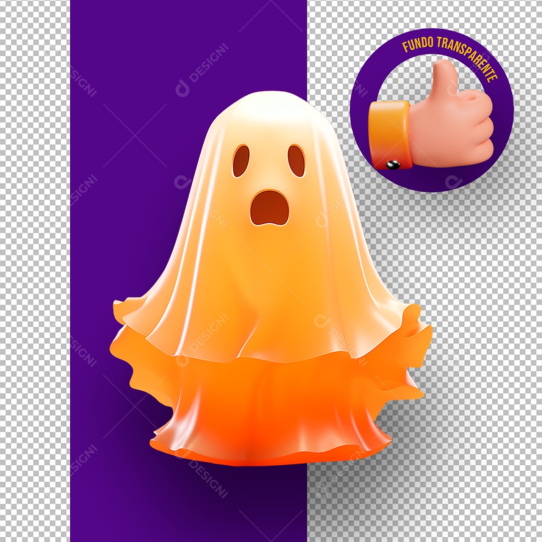 Elemento 3D Rosto Assustador de Halloween para Composição PSD