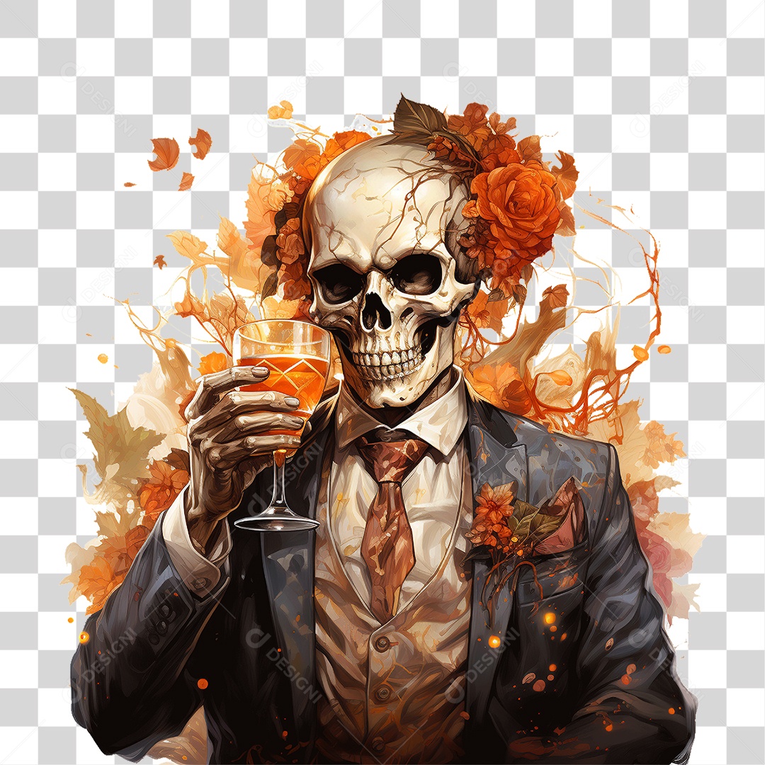 Halloween Aquarela Assustador Crânio Homem Caveira PNG Transparente  [download] - Designi