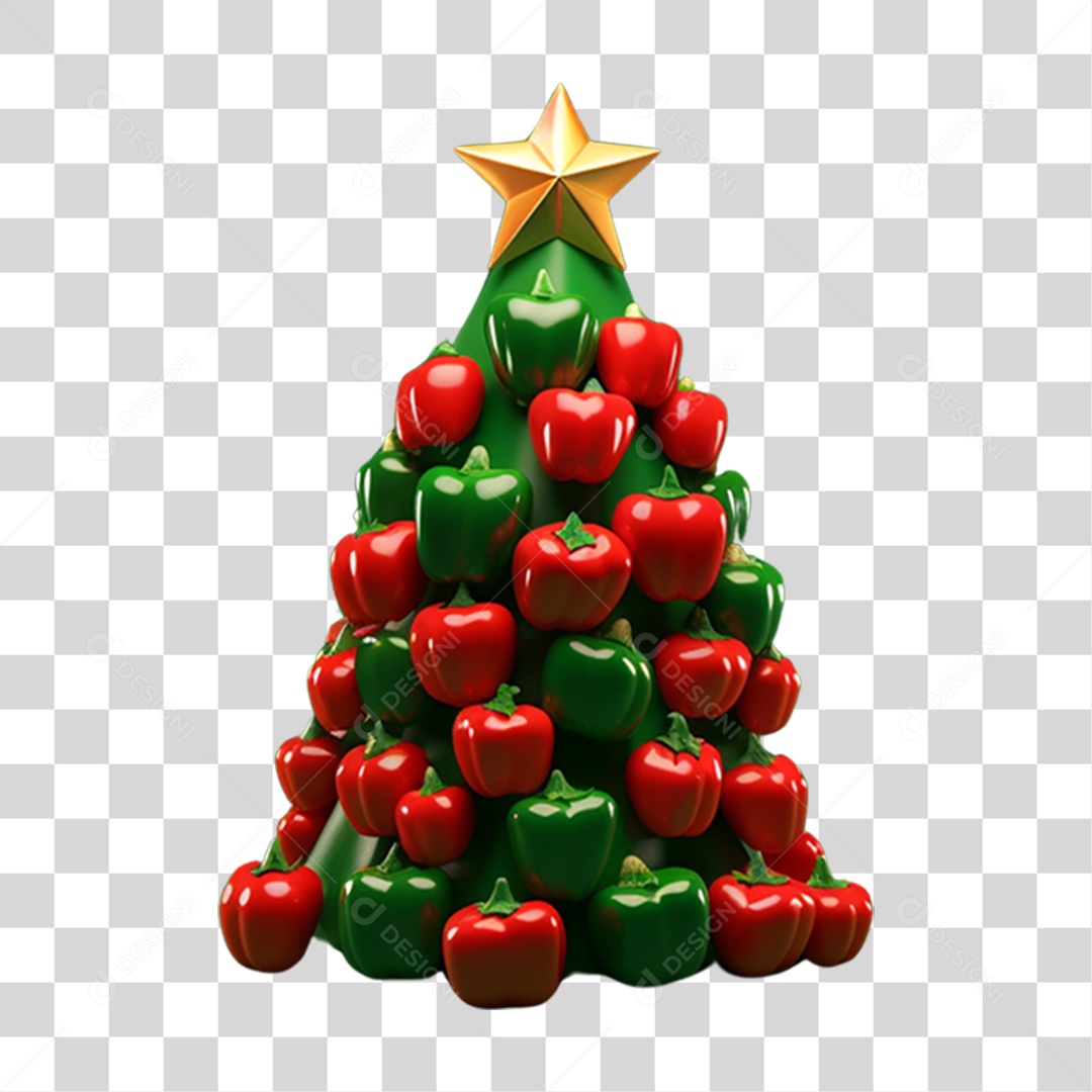 Elemento 3D de Árvore de Natal com Presente PNG Transparente