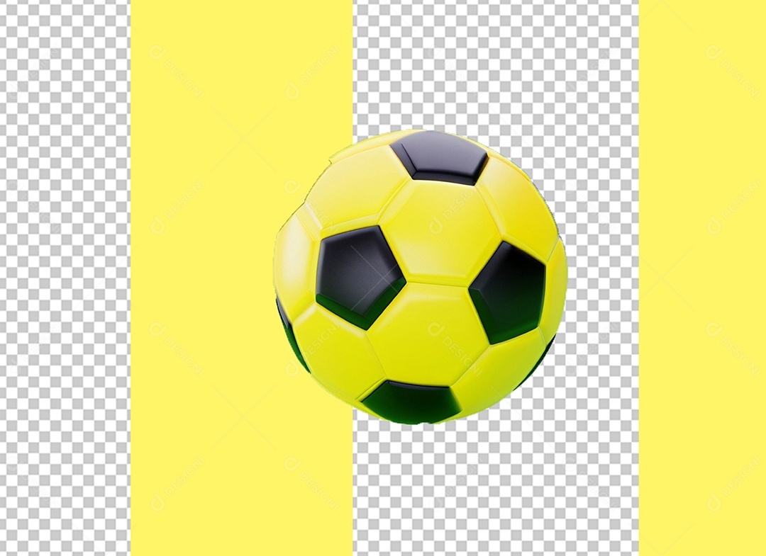 Bola de Futebol Verde e Amarelo Elemento 3D PSD [download] - Designi