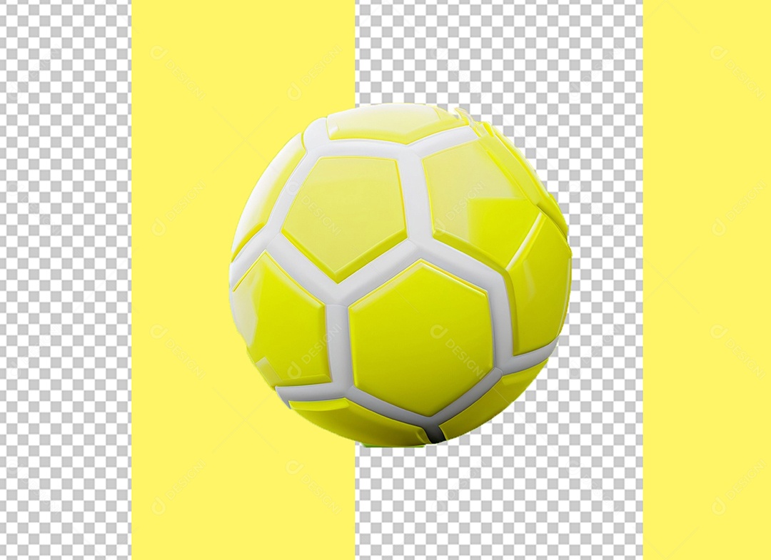 Bola de Futebol Verde e Amarela Elemento 3D para Composição PSD [download]  - Designi