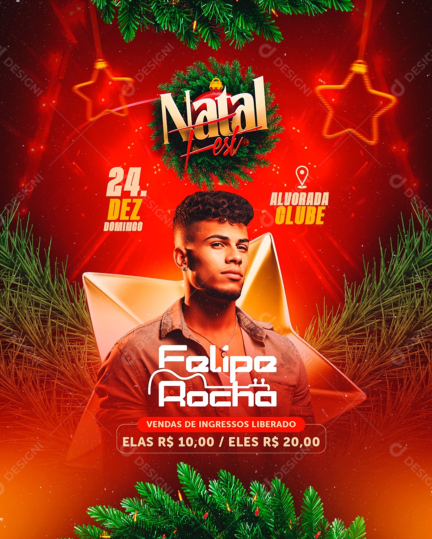 Flyer Natal Fest Felipe Rocha Social Media PSD Editável