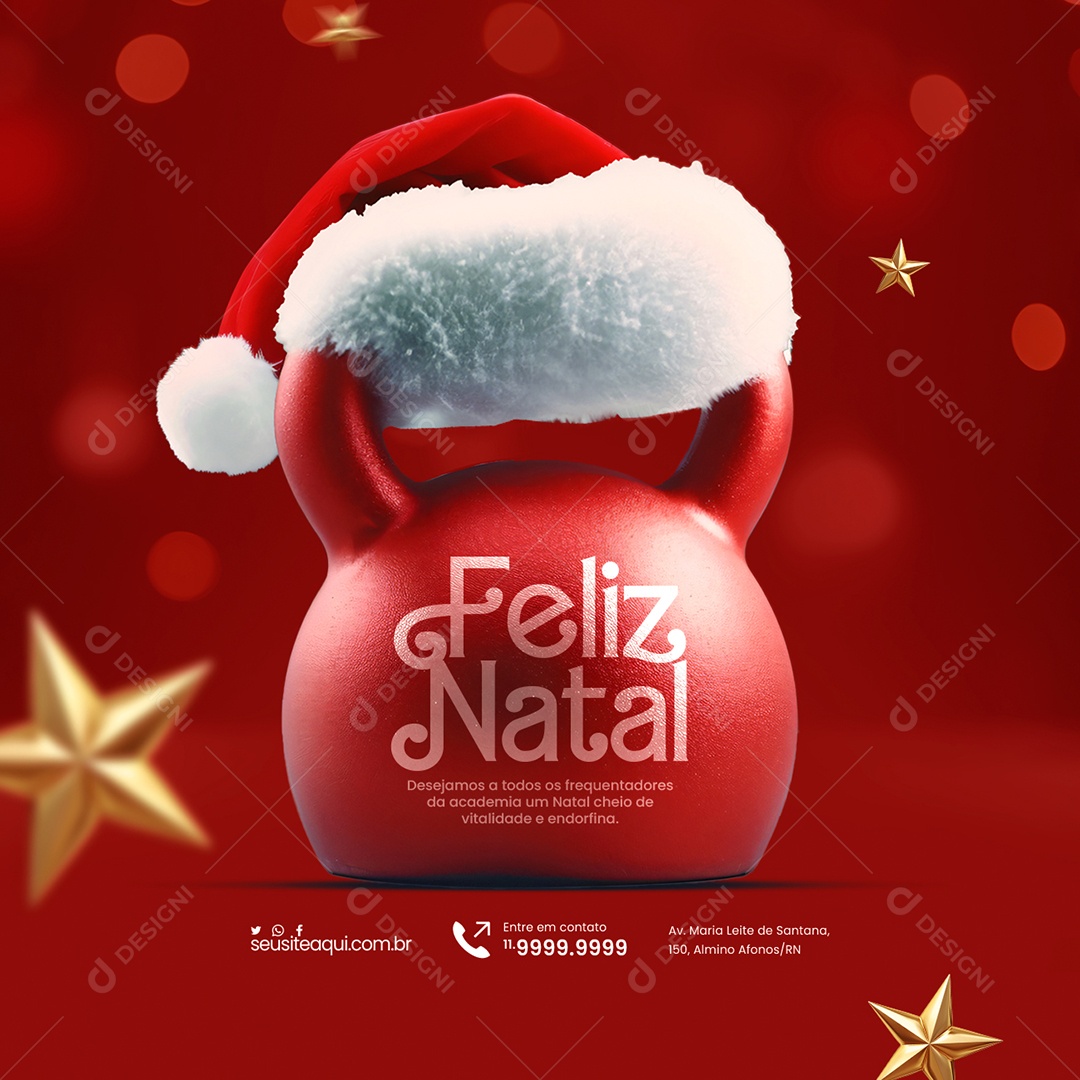 Feliz Natal Desejamos a Todos os Frequentadores da Academia um Natal Cheio de Vitalidade Social Media PSD Editável