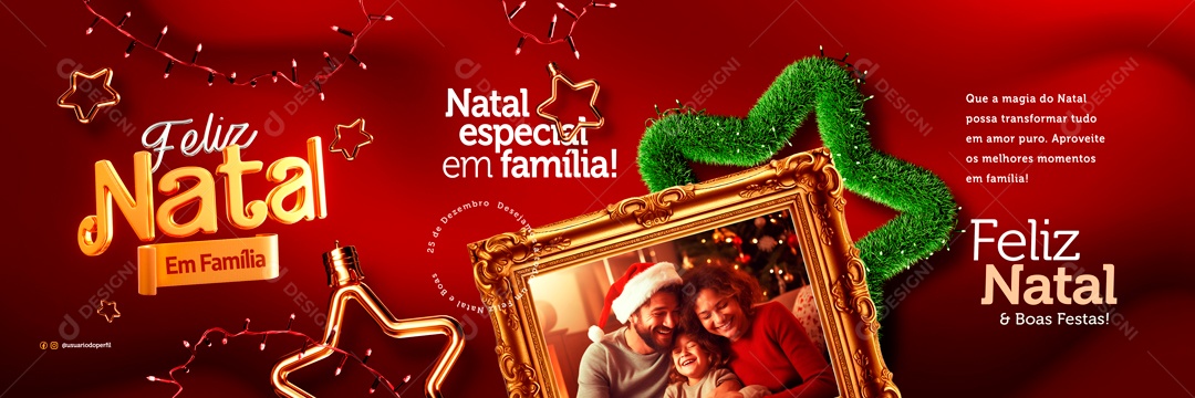 Social Media Banner Feliz Natal em Família Boas Festas PSD Editável