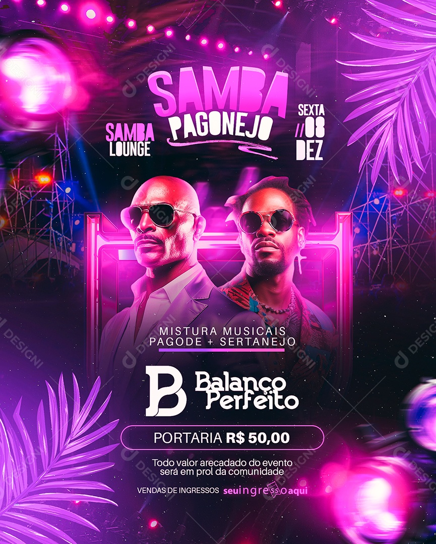 Flyer Samba Pagonejo Balanço Perfeito Social Media PSD Editável