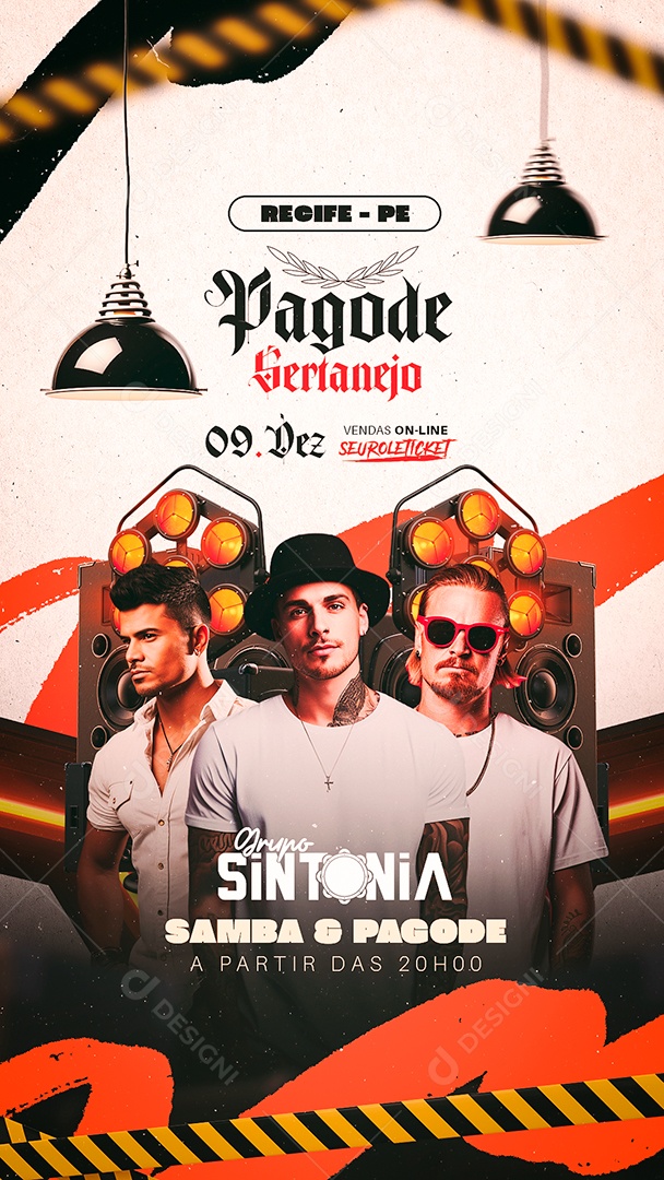Story Flyer Pagode Sertanejo Grupo Sintonia Samba & Pagode Social Media PSD Editável