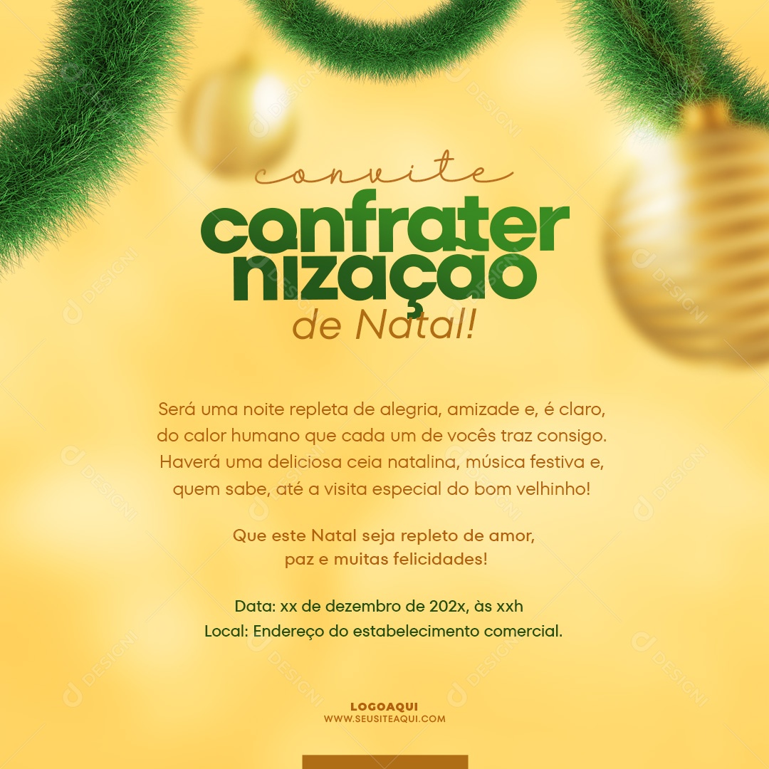 Social Media Convite Confraternização De Natal PSD Editável