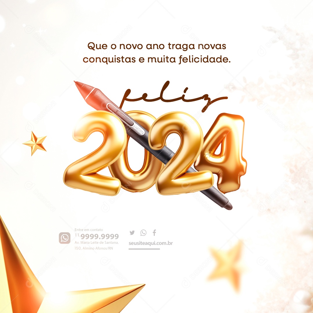 Designer Gráfico Feliz Ano Novo Que o Novo Ano Traga Novas Conquistas Social Media PSD Editável