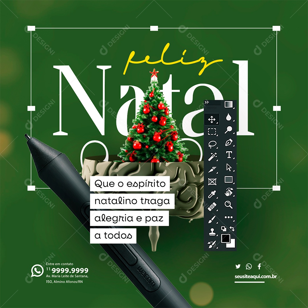 Designer Gráfico Feliz Natal Que o Espírito Natalino Traga Alegria e Paz Social Media PSD Editável