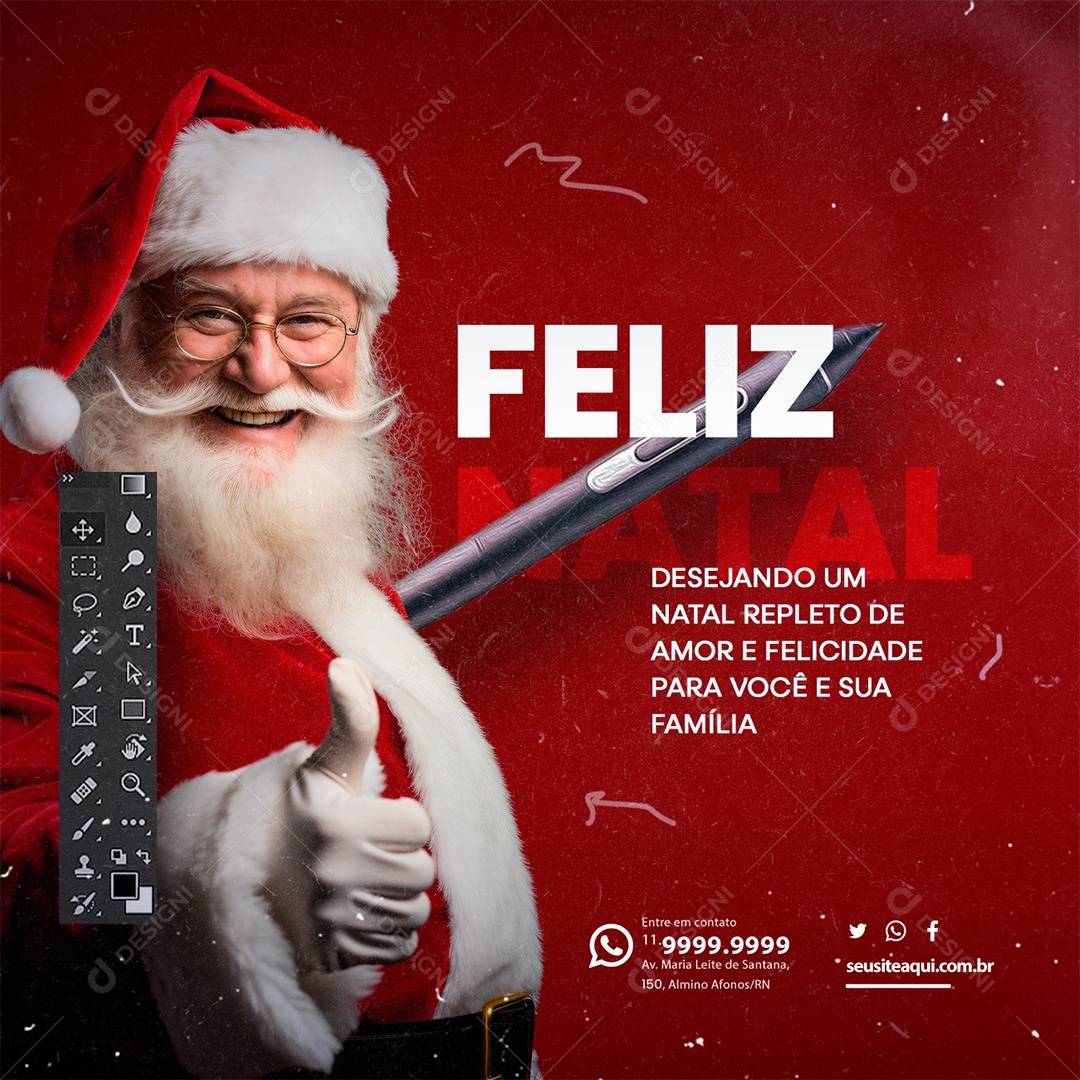 Designer Gráfico Feliz Natal Desejando um Natal Repleto de Amor e Felicidade Social Media PSD Editável