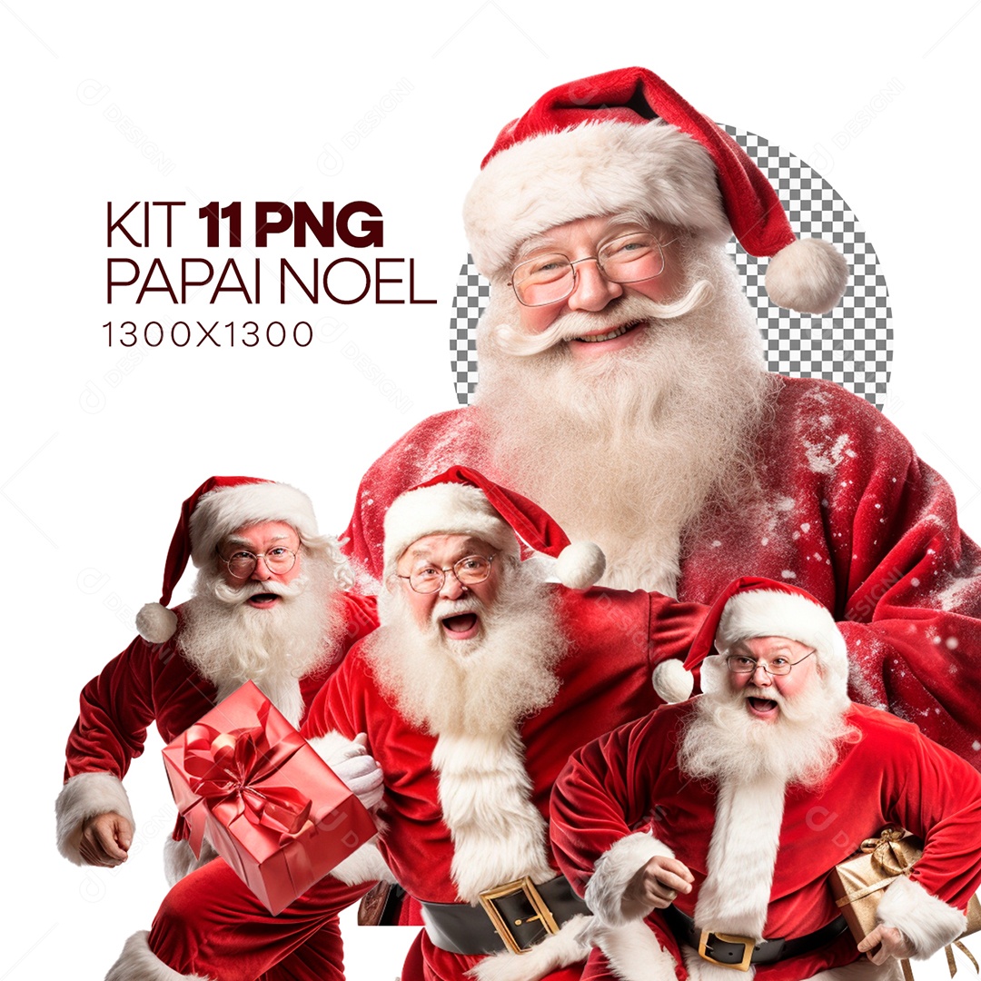Kit 11 Papai Noel para Composição PSD + PNG