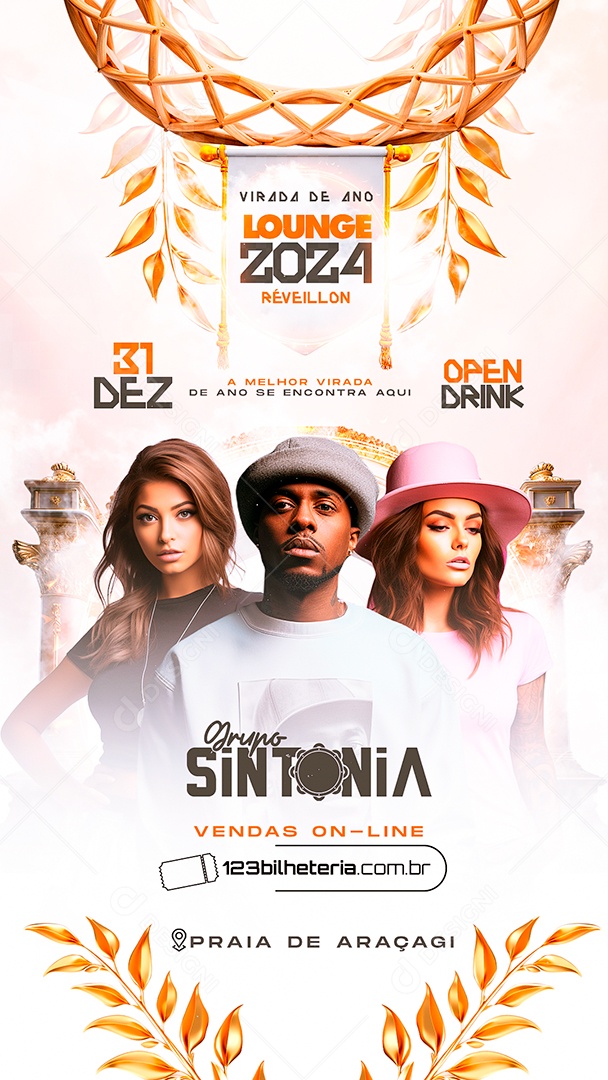 Story Flyer Virada De Ano Lounge 2024 Réveillon Grupo Sintonia Social Media PSD Editável