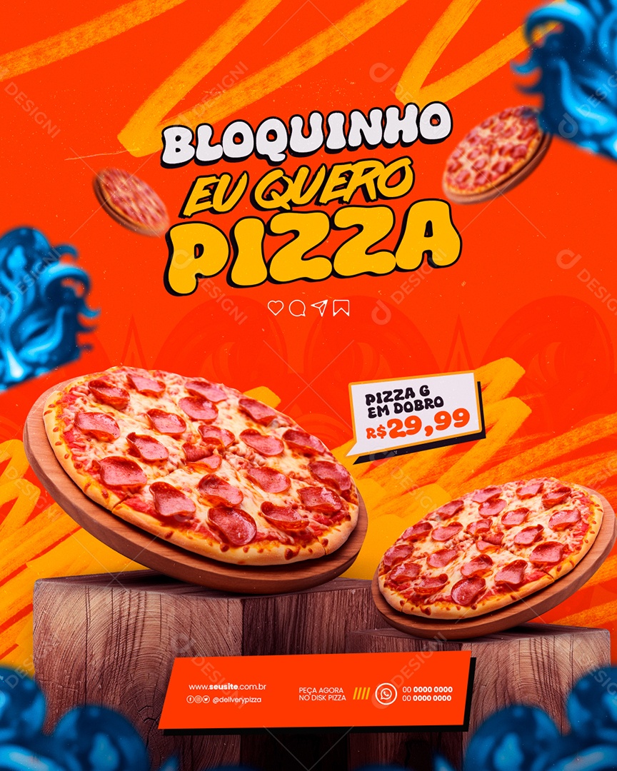 Social Media Story Bloquinho Eu Quero Pizza PSD Editável