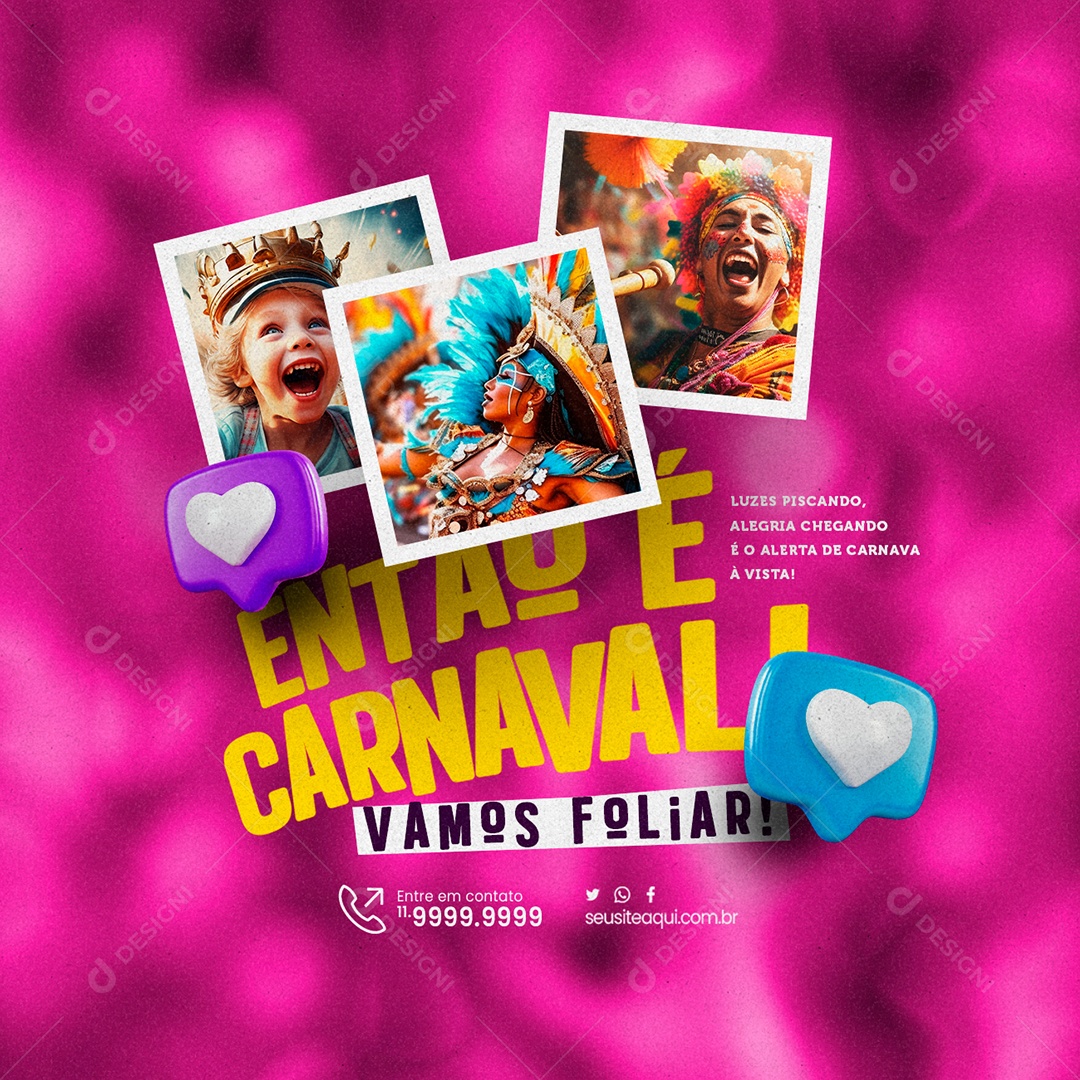 Então é Carnaval Vamos Foliar Social Media PSD Editável