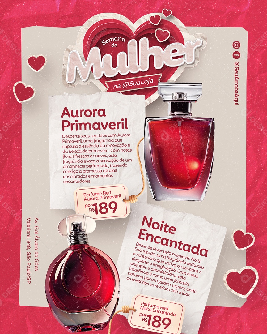 Campanha Publicitária Semana da Mulher Flyer Perfume Red Auroral
